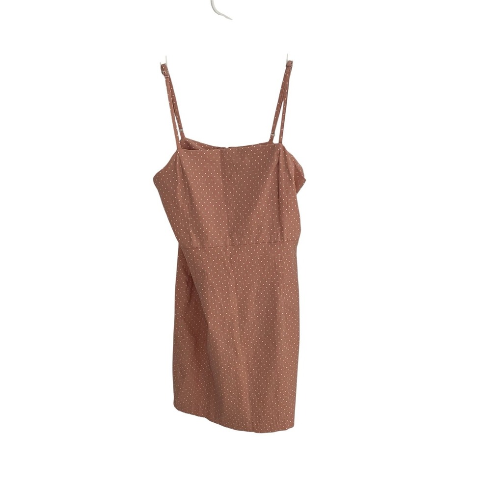 Forever 21 Polka Dot Mini Dress Square Neck Adjustable Straps Terracotta Pink
